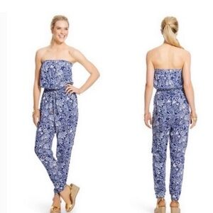 Lilly Pulitzer for Target Blue Floral Jumpsuit Medium